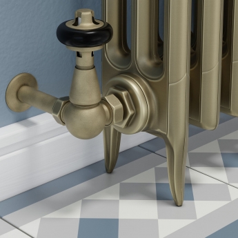 West Faringdon Corner Thermostatic Radiator Valve and Lockshield - Old English Brass