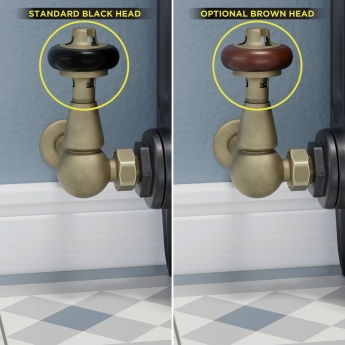 West Faringdon Corner Thermostatic Radiator Valve and Lockshield - Old English Brass | Product Image