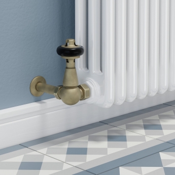 West Faringdon Corner Thermostatic Radiator Valve and Lockshield - Old English Brass