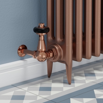 West Faringdon Corner Thermostatic Radiator Valve and Lockshield - Polished Copper