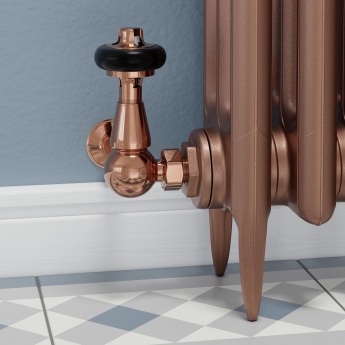 West Faringdon Corner Thermostatic Radiator Valve and Lockshield - Polished Copper