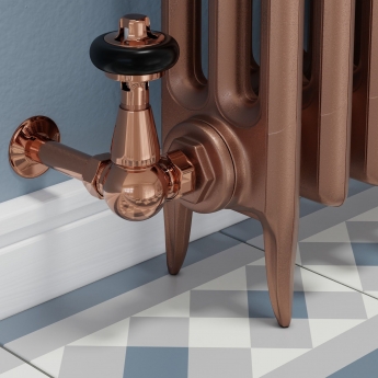 West Faringdon Corner Thermostatic Radiator Valve and Lockshield - Polished Copper