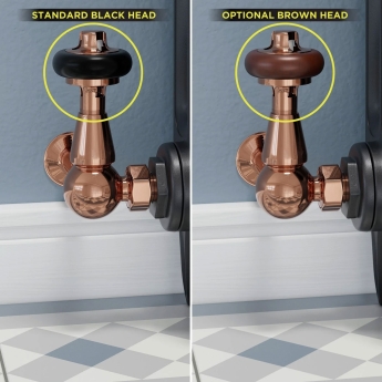 West Faringdon Corner Thermostatic Radiator Valve and Lockshield - Polished Copper | Product Image