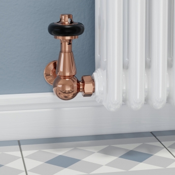 West Faringdon Corner Thermostatic Radiator Valve and Lockshield - Polished Copper