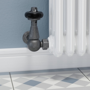 West Faringdon Corner Thermostatic Radiator Valve and Lockshield - Pewter