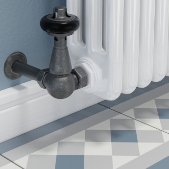 West Faringdon Corner Thermostatic Radiator Valve and Lockshield - Pewter
