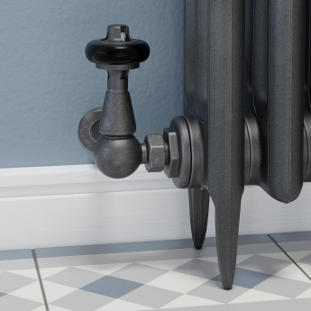 West Faringdon Corner Thermostatic Radiator Valve and Lockshield - Pewter