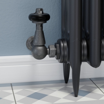 West Faringdon Corner Thermostatic Radiator Valve and Lockshield - Pewter