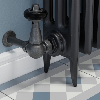 West Faringdon Corner Thermostatic Radiator Valve and Lockshield - Pewter