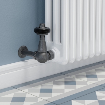 West Faringdon Corner Thermostatic Radiator Valve and Lockshield - Pewter