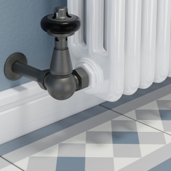 West Faringdon Corner Thermostatic Radiator Valve and Lockshield - Light Pewter