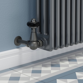West Faringdon Corner Thermostatic Radiator Valve and Lockshield - Light Pewter