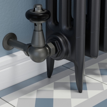 West Faringdon Corner Thermostatic Radiator Valve and Lockshield - Light Pewter