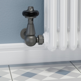 West Faringdon Corner Thermostatic Radiator Valve and Lockshield - Light Pewter