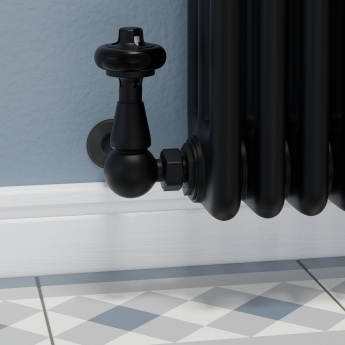 West Faringdon Corner Thermostatic Radiator Valve and Lockshield - Satin Black