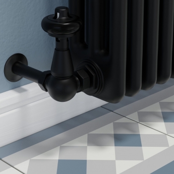 West Faringdon Corner Thermostatic Radiator Valve and Lockshield - Satin Black