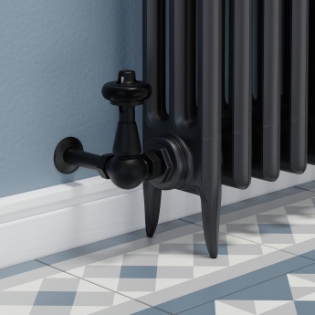 West Faringdon Corner Thermostatic Radiator Valve and Lockshield - Satin Black