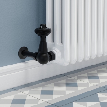 West Faringdon Corner Thermostatic Radiator Valve and Lockshield - Satin Black