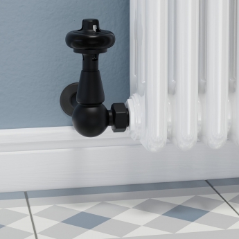 West Faringdon Corner Thermostatic Radiator Valve and Lockshield - Satin Black