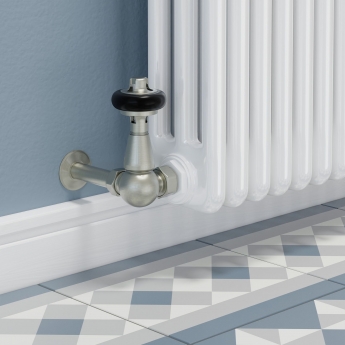 West Faringdon Corner Thermostatic Radiator Valve and Lockshield - Satin Nickel