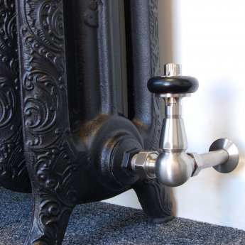 West Faringdon Corner Thermostatic Radiator Valve and Lockshield - Satin Nickel