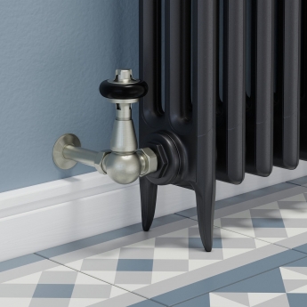 West Faringdon Corner Thermostatic Radiator Valve and Lockshield - Satin Nickel