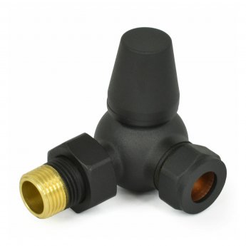 West Faringdon Corner Thermostatic Radiator Valve and Lockshield - Textured Black