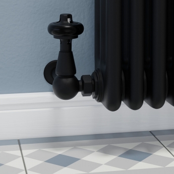 West Faringdon Corner Thermostatic Radiator Valve and Lockshield - Textured Black