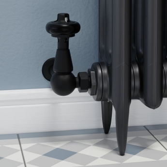 West Faringdon Corner Thermostatic Radiator Valve and Lockshield - Textured Black
