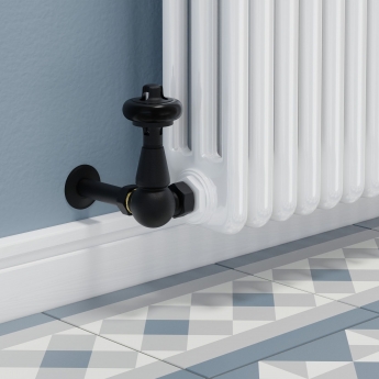 West Faringdon Corner Thermostatic Radiator Valve and Lockshield - Textured Black