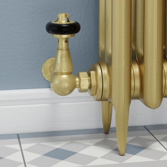 West Faringdon Corner Thermostatic Radiator Valve and Lockshield - Un-Lacquered Brass