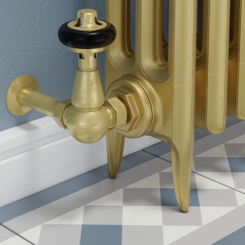 West Faringdon Corner Thermostatic Radiator Valve and Lockshield - Un-Lacquered Brass
