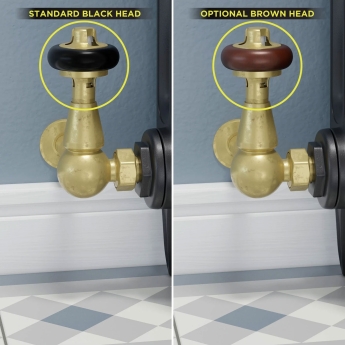 West Faringdon Corner Thermostatic Radiator Valve and Lockshield - Un-Lacquered Brass | Product Image