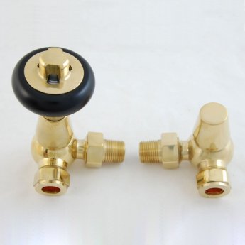 West Faringdon Corner Thermostatic Radiator Valve and Lockshield - Un-Lacquered Brass