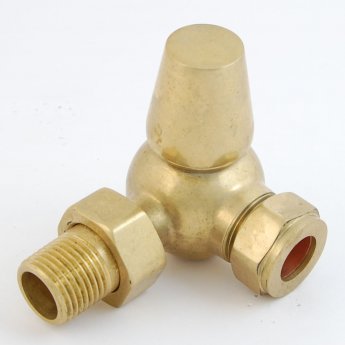 West Faringdon Corner Thermostatic Radiator Valve and Lockshield - Un-Lacquered Brass