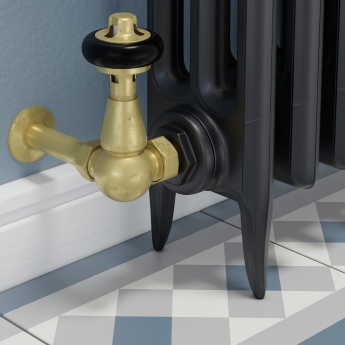 West Faringdon Corner Thermostatic Radiator Valve and Lockshield - Un-Lacquered Brass