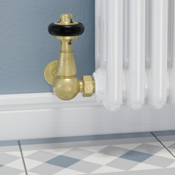 West Faringdon Corner Thermostatic Radiator Valve and Lockshield - Un-Lacquered Brass