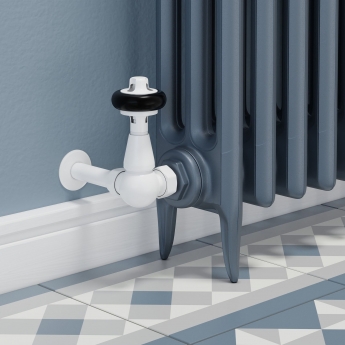 West Faringdon Corner Thermostatic Radiator Valve and Lockshield - White