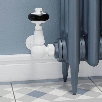 West Faringdon Corner Thermostatic Radiator Valve and Lockshield - White