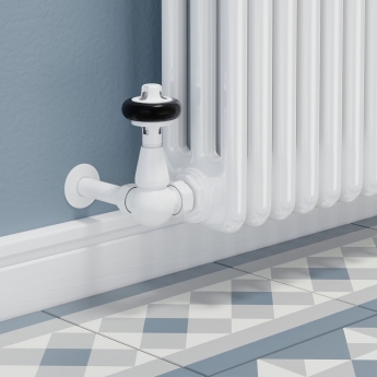 West Faringdon Corner Thermostatic Radiator Valve and Lockshield - White