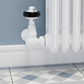 West Faringdon Corner Thermostatic Radiator Valve and Lockshield - White