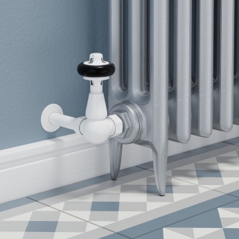 West Faringdon Corner Thermostatic Radiator Valve and Lockshield - White