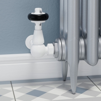 West Faringdon Corner Thermostatic Radiator Valve and Lockshield - White