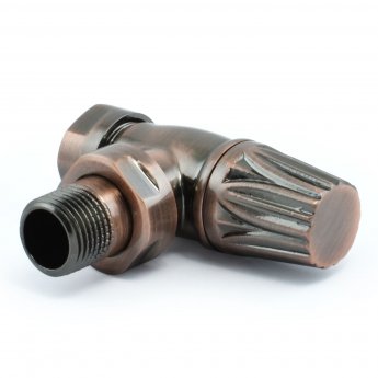 West Gothic TRV Angled Thermostatic Radiator Valve and Lockshield - Antique Copper