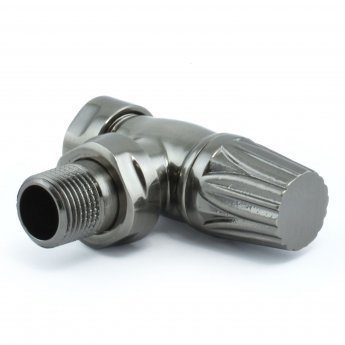 West Gothic TRV Angled Thermostatic Radiator Valve and Lockshield - Satin Brushed Black