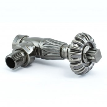 West Gothic TRV Angled Thermostatic Radiator Valve and Lockshield - Satin Brushed Black