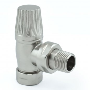 West Gothic TRV Angled Thermostatic Radiator Valve and Lockshield - Silver