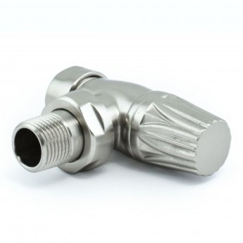 West Gothic TRV Angled Thermostatic Radiator Valve and Lockshield - Silver