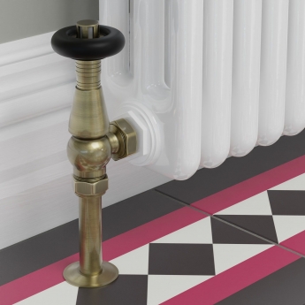West Jaguar TRV Angled Thermostatic Radiator Valve and Lockshield - Antique Brass