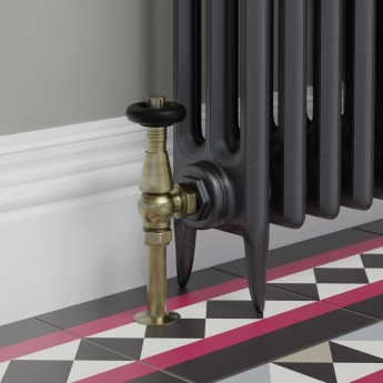West Jaguar TRV Angled Thermostatic Radiator Valve and Lockshield - Antique Brass